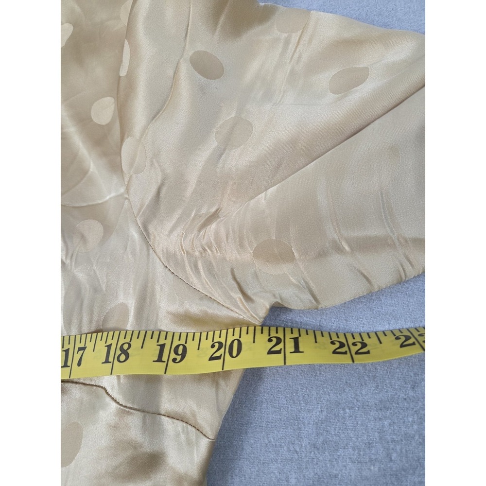 Bloomingdales Silk Sleep Shirt L Golden Dots Romantic Old Money Pajama Lounge - Picture 4 of 6